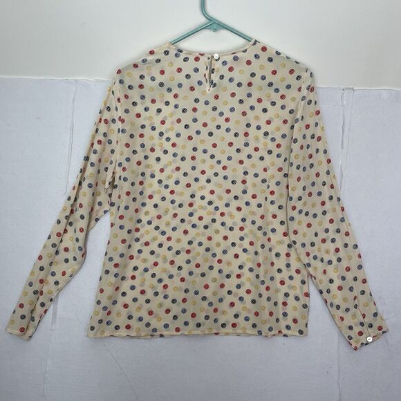 Talbots Pure Silk Button Print Novelty Shell Blouse Colorful Primary Unique - Picture 9 of 14